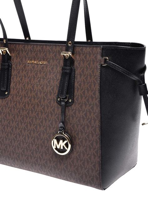 michael kors black purse with brown straps|Michael Kors brown tote handbags.